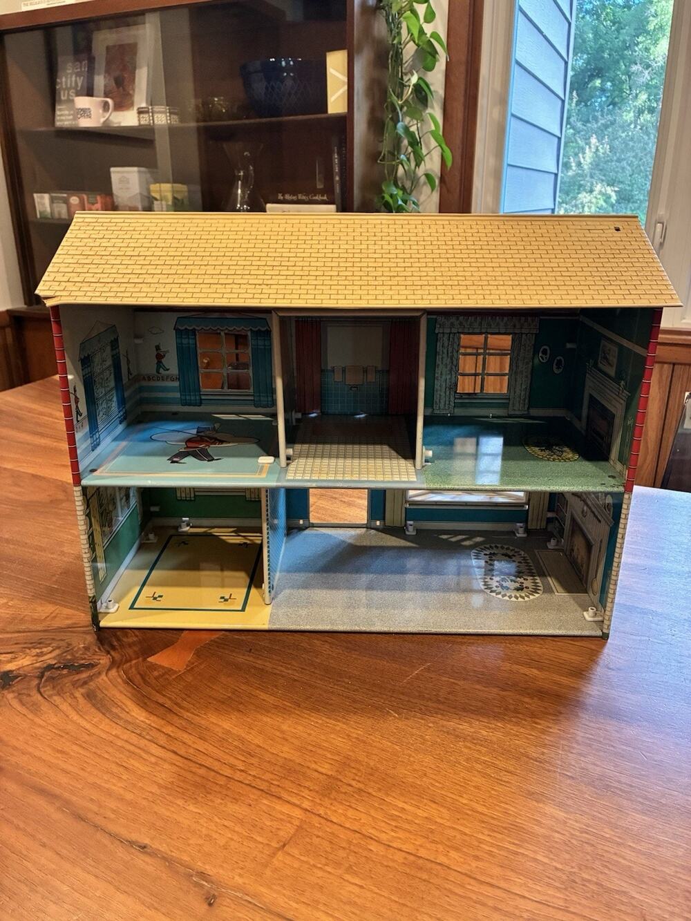 Vintage 1950's Marx 2-Story Tin Litho Metal Doll House